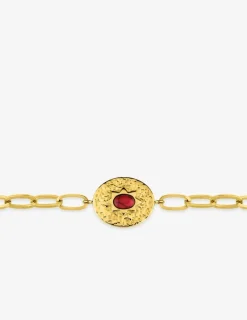Bracelet maille alternée acier doré et turquoise rouge synthétique SO OR