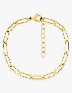 Bracelet maille forçat rectangle en acier doré SO OR