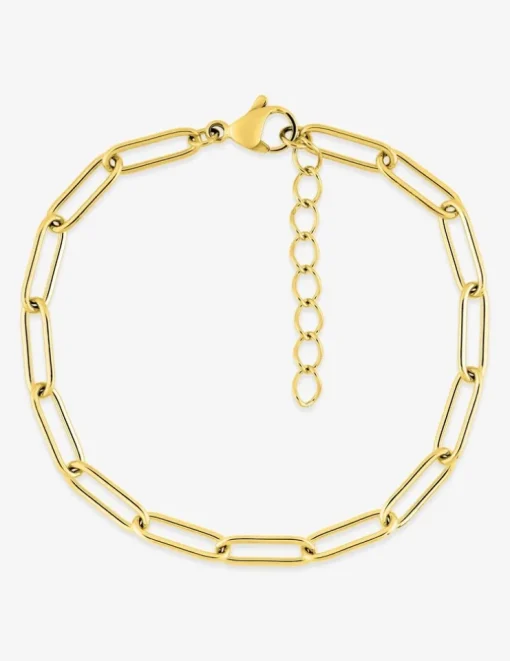 Bracelet maille forçat rectangle en acier doré SO OR