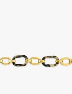 Bracelet mailles alternées en acier doré et acétate SO OR
