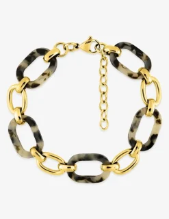 Bracelet mailles alternées en acier doré et acétate SO OR