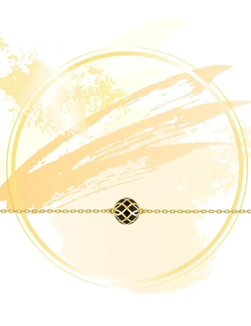 Bracelet Mélodie Or jaune 375‰ et laque noir de Jais SO OR