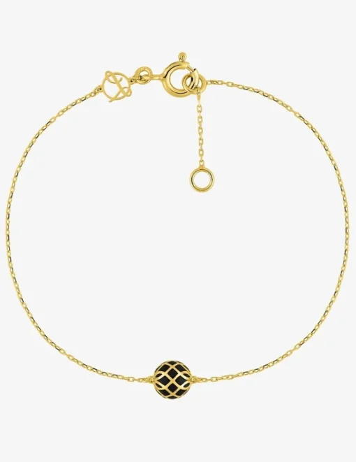 Bracelet Mélodie Or jaune 375‰ et laque noir de Jais SO OR