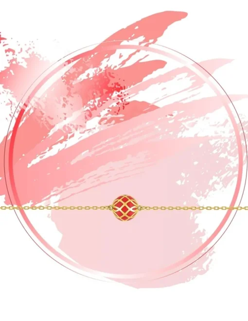 Bracelet Mélodie Or jaune 375‰ et laque corail SO OR