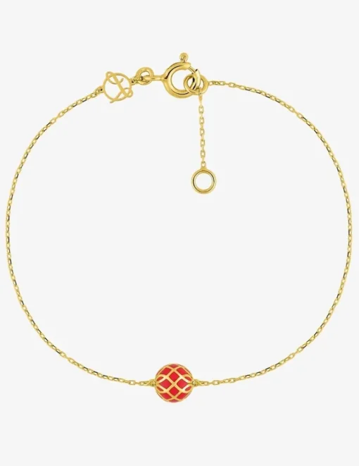 Bracelet Mélodie Or jaune 375‰ et laque corail SO OR