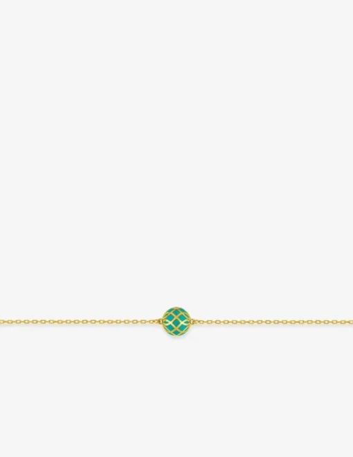 Bracelet Mélodie Or jaune 375‰ et laque verte aqua SO OR