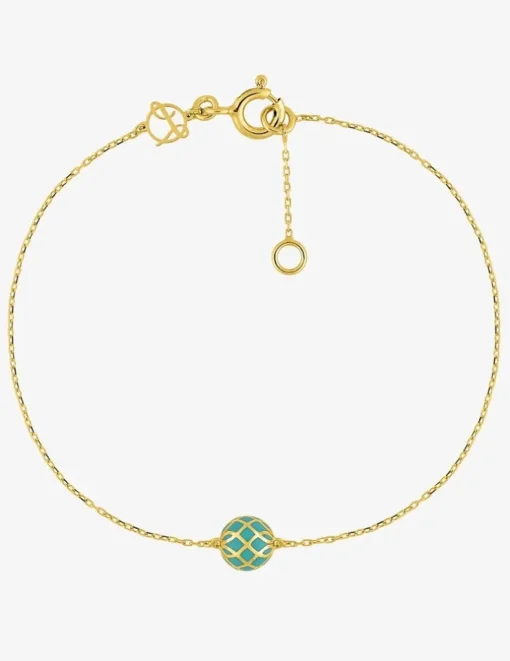 Bracelet Mélodie Or jaune 375‰ et laque verte aqua SO OR