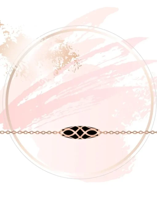 Bracelet Mélodie Or rose 375‰ et laque noir de Jais SO OR