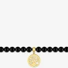 Bracelet motif arbre de vie en acier doré et agate noire SO OR