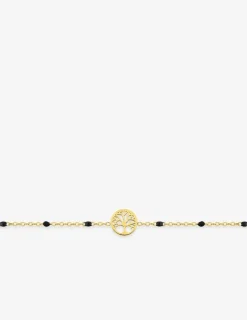 Bracelet motif arbre de vie en acier doré, détails résine noirs SO OR