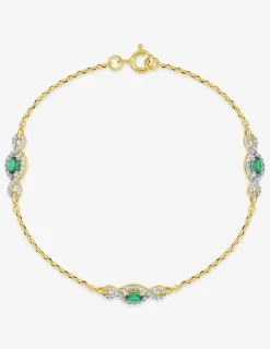 Bracelet motif entrelacé plaqué or, rhodium et oxydes de zirconium blancs et verts SO OR