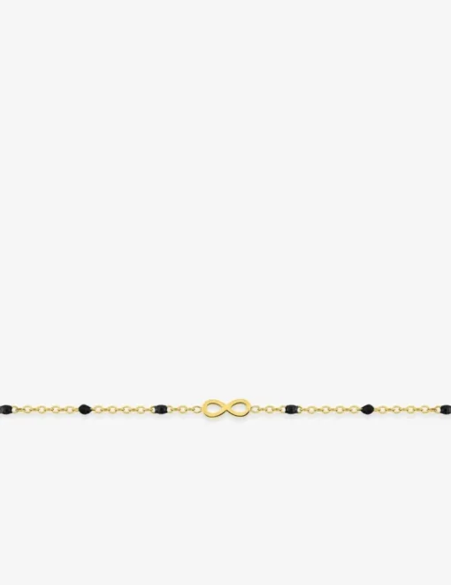 Bracelet motif infini en acier doré et résine noire SO OR