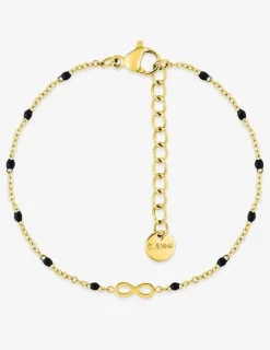 Bracelet motif infini en acier doré et résine noire SO OR