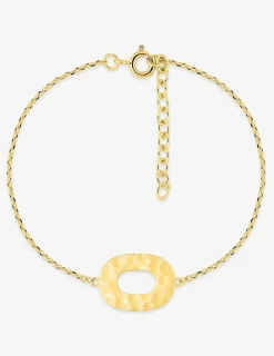 Bracelet motif ovale effet martelé plaqué or SO OR
