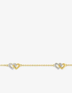 Bracelet motifs de cœurs entrelacés plaqué or et rhodium SO OR