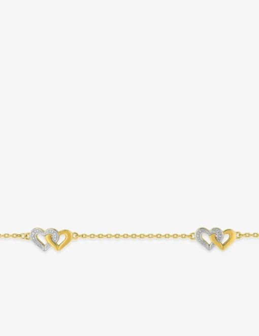 Bracelet motifs de cœurs entrelacés plaqué or et rhodium SO OR