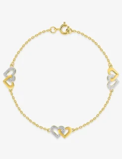Bracelet motifs de cœurs entrelacés plaqué or et rhodium SO OR