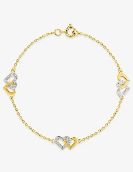 Bracelet motifs de cœurs entrelacés plaqué or et rhodium SO OR
