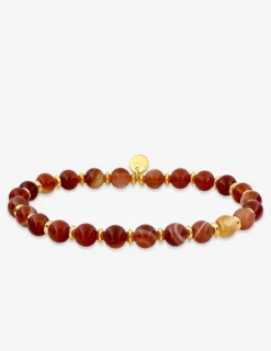 Bracelet nylon, agate rouge et acier doré SO OR