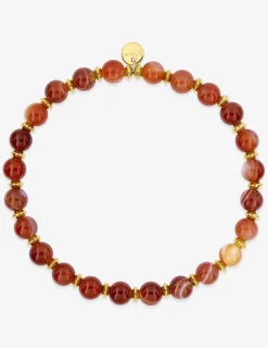 Bracelet nylon, agate rouge et acier doré SO OR