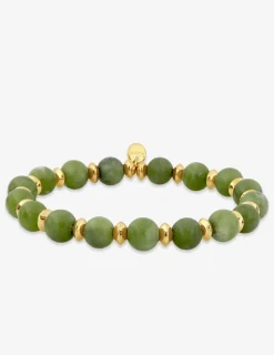 Bracelet nylon en acier doré, péridot et jade SO OR