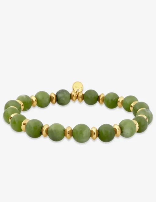 Bracelet nylon en acier doré, péridot et jade SO OR