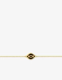 Bracelet Ondine Or jaune 375‰, motif laque noir de jais SO OR