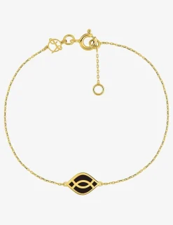 Bracelet Ondine Or jaune 375‰, motif laque noir de jais SO OR