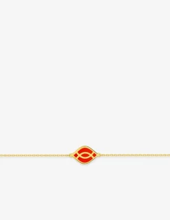 Bracelet Ondine Or jaune 375‰, motif laque corail SO OR