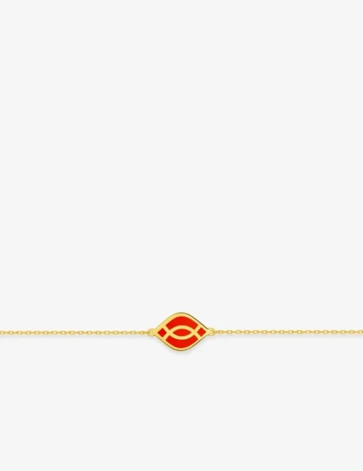Bracelet Ondine Or jaune 375‰, motif laque corail SO OR