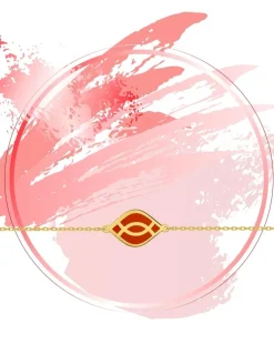 Bracelet Ondine Or jaune 375‰, motif laque corail SO OR