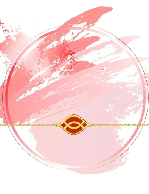 Bracelet Ondine Or jaune 375‰, motif laque corail SO OR