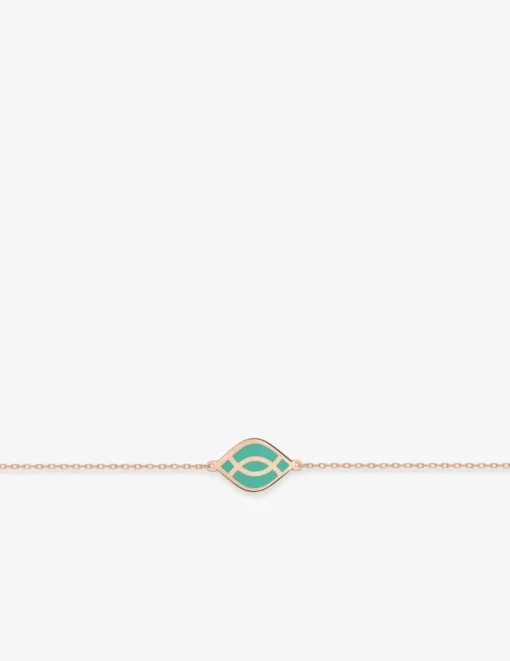 Bracelet Ondine Or rose 375‰, motif laque verte aqua SO OR
