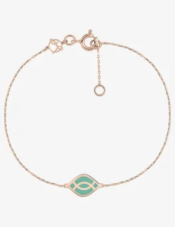 Bracelet Ondine Or rose 375‰, motif laque verte aqua SO OR