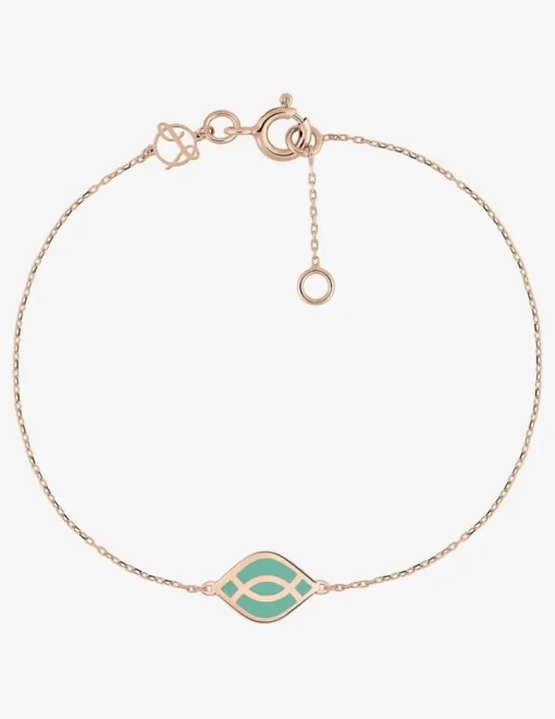 Bracelet Ondine Or rose 375‰, motif laque verte aqua SO OR