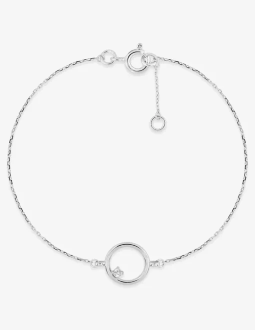 Bracelet or 750 ‰ blanc avec oxyde de zirconium dans un cercle SO OR