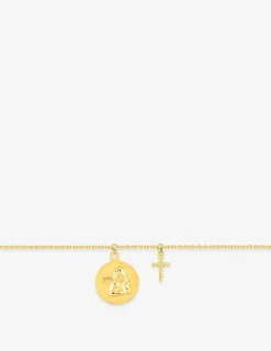 Bracelet or 750 ‰ jaune avec croix et jeton ange SO OR