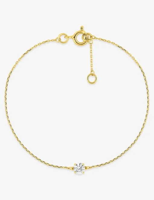 Bracelet or 750 ‰ jaune avec oxyde de zirconium en serti griffes SO OR