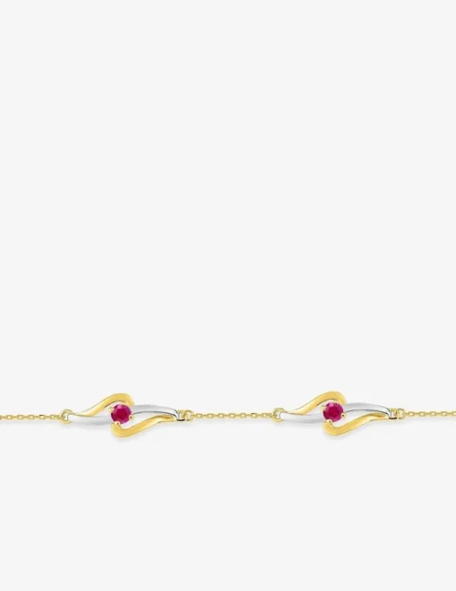 Bracelet or 375 ‰ jaune et rhodium avec rubis SO OR