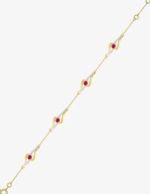 Bracelet or 375 ‰ jaune et rhodium avec rubis SO OR