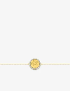 Bracelet or 375 ‰ jaune et rhodium avec jeton arbre de vie et oxydes de zirconium SO OR