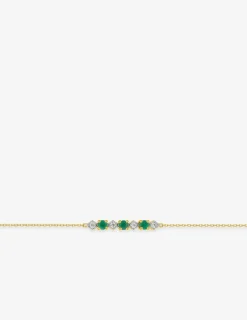 Bracelet or 375 ‰ souple avec emeraude et oxyde de zirconium SO OR
