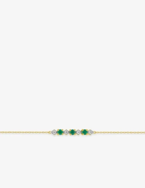 Bracelet or 375 ‰ souple avec emeraude et oxyde de zirconium SO OR