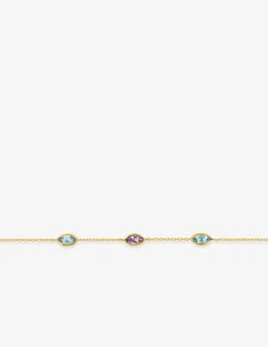 Bracelet or 375‰ chaine maille forçat pierres fines topazes motifs répétitifs SO OR