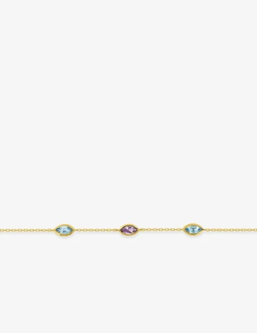 Bracelet or 375‰ chaine maille forçat pierres fines topazes motifs répétitifs SO OR