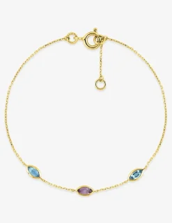 Bracelet or 375‰ chaine maille forçat pierres fines topazes motifs répétitifs SO OR