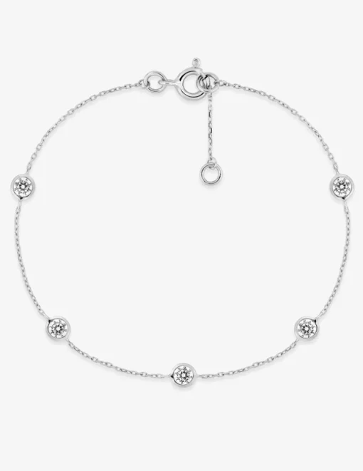Bracelet or blanc 750 ‰ motifs ronds et oxyde de zirconium SO OR