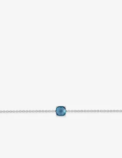 Bracelet or blanc 750 ‰ topaze bleue traitée SO OR