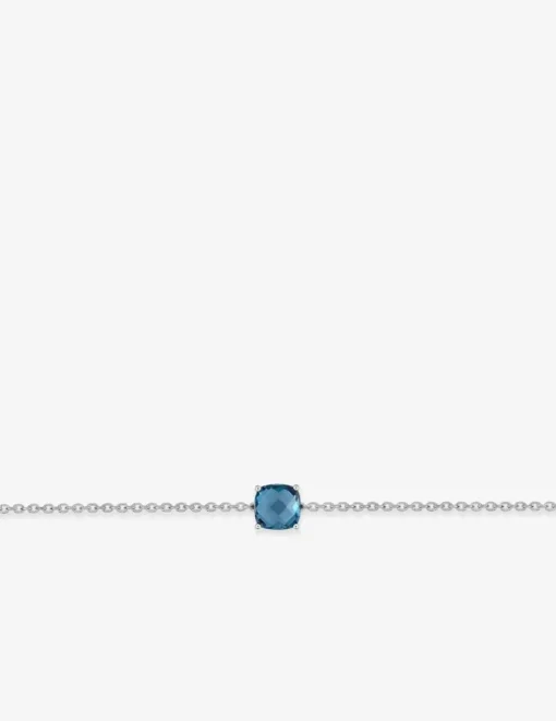 Bracelet or blanc 750 ‰ topaze bleue traitée SO OR