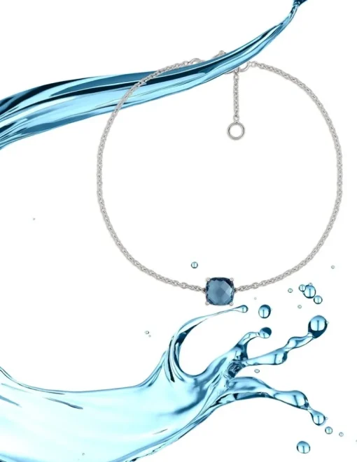 Bracelet or blanc 750 ‰ topaze bleue traitée SO OR